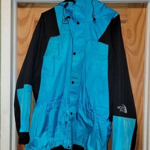 Vintage north face mountain light jacket teal w white goretex textile paint